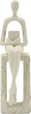 Image de Mauro Ferretti Statuette décorative de lecture, couleur crème, 8,5 x 6,5 x 24 cm