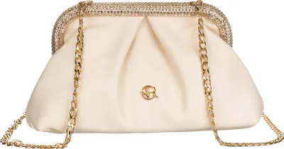 Produktbild von Handtasche RXS020, Creme, mit 120 cm Kette, Rahmenverschluss, 14x25x10,5 cm