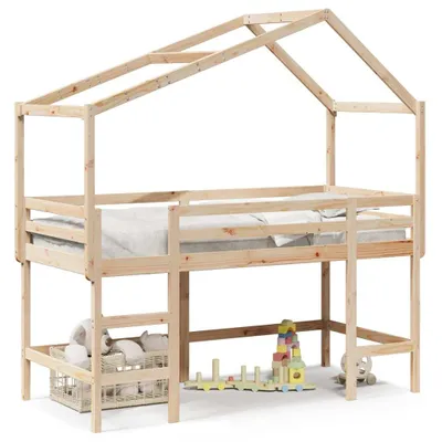Immagine prodotto di Maison Exclusive - Letto Soppalco con Scala e Tetto 80x200 cm Legno Massello Pino