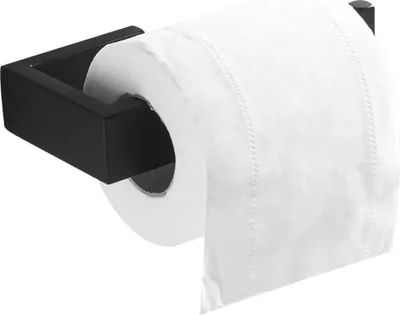 Zdjęcie produktu dla Naścienny uchwyt na rolkę papieru toaletowego - czarny matowy - stal nierdzewna