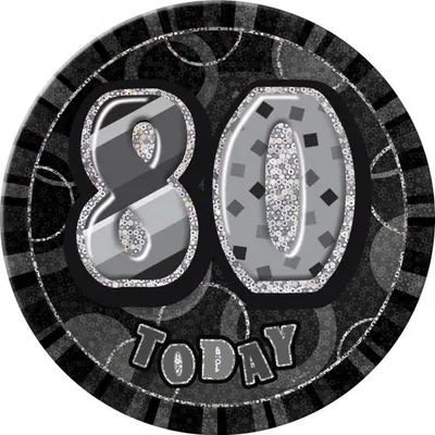 Produktbild von 80. Geburtstag | Button / Anstecker schwarz / silber