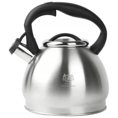 Produktbild von Karl Hausmann Edelstahl Flötenkessel 3 L Wasserkocher Pfeifkessel Arlette Wasserkessel für den Herd Silber