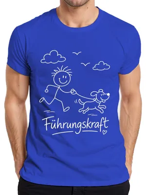 Produktbild von Führungskraft Hundeliebhaber Gassigeher Strichmännchen lustig Herren T-Shirt Hundeliebhaber, Blau, M