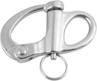Immagine prodotto di Moschettone a scatto RVS per sartiame nautico con anello metallico
