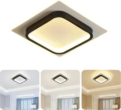 Productafbeelding van AIORBER LED plafondlamp, dimbaar, 30W, modern vierkant design, 24x24cm, geschikt voor woonkamer, hal en slaapkamer