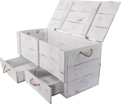 Produktbild von Holztruhe Shabby weiss Schubladenkiste Schatztruhe Aufbewahrungstruhe Ablagekiste