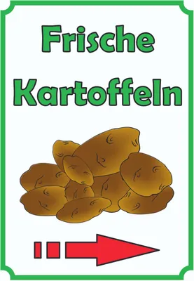 Produktbild von Verkaufsschild Schild Kartoffeln Hochkant mit Pfeil rechts A6 (105x148mm)