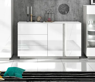 Produktbild von Sideboard "Lumens" Kommode 165cm beton lichtgrau MDF weiß Hochglanz 76497977