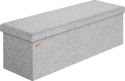Image de CASARIA® Banc de rangement gris 115 x 38 x 38 cm Siège Coffre de rangement pliable 131L pour salon chambre couloir