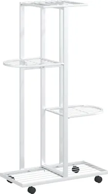 Immagine prodotto di vidaXL Portafiori a 4 livelli con rotelle 44x23x80 cm in ferro bianco