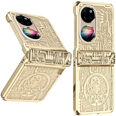Obrázek produktu pro Pouzdro pro Huawei P50 Pocket galvanizované ochranné pouzdro s ochranou pantu Zlato