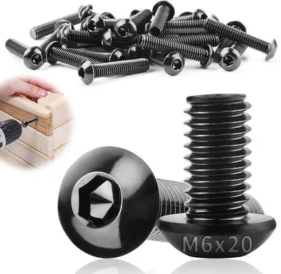 Immagine prodotto di 30 viti a testa piatta nere M6 x 20 mm - acciaio inossidabile per progetti fai da te