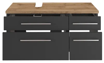 Produktbild von Waschbeckenschrank Dasa (links) 90cm mit 4 Schubladen - graphit/mattgrau