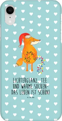 Produktbild von Mr. & Mrs. Panda Iphone XR Handyhülle Fuchs Weihnachten - Türkis Pastell - Geschenk, Handy Case, Weihnachtsmann, Füchse, Premium Kunststoff, Winter, Nikolaus