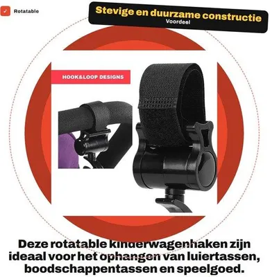 Produktbild von Buggyhaken, extrem stabil – Universeller Kinderwagenhaken