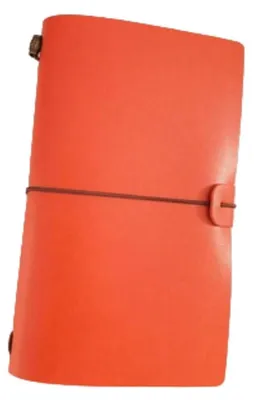 Produktbild von A6 Kunstleder Notizbuch nachfüllbar mit Taschen Organizer Reisetagebuch Orange 120x200mm