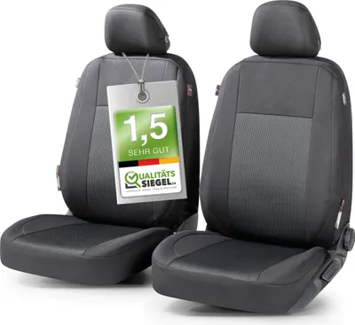 Produktbild von WALSER Premium Autositzbezüge Ardwell mit Reißverschluss Qualitätssieger * Sitzbezüge Auto, ZIPP-IT Schonbezüge, 2 Vordersitzbezüge schwarz/grau 11867
