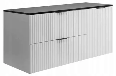 Zdjęcie produktu dla Szafka Łazienkowa Szuflady Drzwi Flisan 100X46 Cm Biała Z Czarnym Blatem