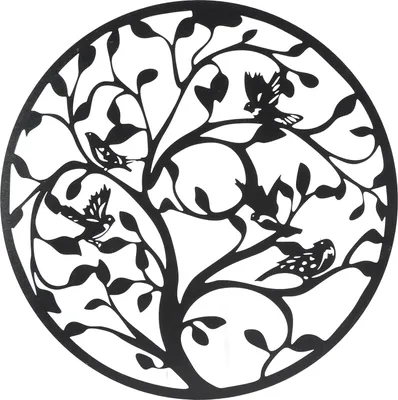 Produktbild von 11.81 Zoll Baum der Lebens Wandkunst schwarze Beschichtung runde Form hohlaus Metallhängedekoration