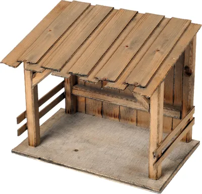 Produktbild von Krippenstall aus Holz 26x16x21 cm für 12-15 cm Figuren, Weihnachtsdeko