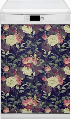 Produktbild von Küche Magnet für Spülmaschine  Abwaschbar 45x80 cm Geschirrspüle  - Vintage Blumen