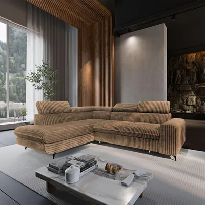 Produktbild von Masseno Ecksofa VELISS mit Schlaffunktion L-Form, Sofa mit Bettkasten, Wohnzimmersofa, Couch, Soffa, Bettsofa, Couchgarnitur- Beige, TILIA 17