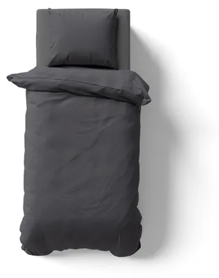Produktbild von 2-tlg Renforcé UNI Bettwäsche 135x200 + 80x80 cm Kopfkissen Garnitur 100% Baumwolle Mit Reißverschluss anthrazit