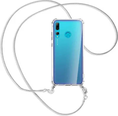 Produktbild von Handykette Backcover-Schutzhülle mit Band (Metall silberfarben) für Huawei P Smart Plus 2019 - silberfarbene Kette Snake