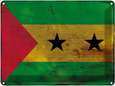 Produktbild von vianmo Blechschild 30x40 cm São Tomé und Príncipe Flagge Fahne Wappen
