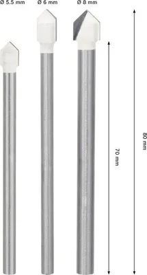Produktbild von CYL-9 Soft Ceramic Bohrer-Set, 5,5 x 70; 6 x 80; 8 x 80 mm, 3-tlg.