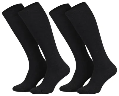 Produktbild von Tobeni 2 Paar Kompressionsstrümpfe Kniestrümpfe Stützstrümpfe Baumwolle für Damen und Herren, Farbe:Schwarz, Grösse:43-46