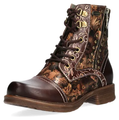 Produktbild von Laura Vita Damen Stiefelette florales Muster und Zierreißverschluss Anitao 10, Größe:37 EU, Farbe:Braun