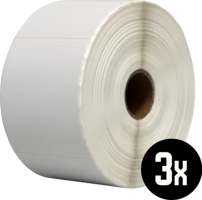 Produktbild von DULA Etiketten - Kompatibel mit Zebra 58x66mm - Weiß - Permanent - 3 Rollen - 1000 Etiketten pro Rolle - Kern 25mm