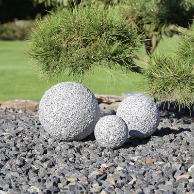 Produktbild von CLGarden Granit Kugeln 3 Massive gestockte Granitkugeln Gartenkugeln 3er Set