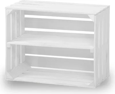 Obrázek produktu pro Nové bedny na ovoce se středovou deskou Dřevěné bedny Bedny na víno Bedny na jablka Police Komoda bílá 50x40x30cm
