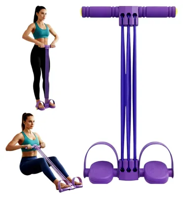 Produktbild von Widerstandsbänder mit Griffen, Gymnastikband, Fußzugband mit 6 Röhren, Ganzkörpertrainer für Zuhause, elastisches Zugseil, multifunktionaler Beintrainer für Yoga und Fitness