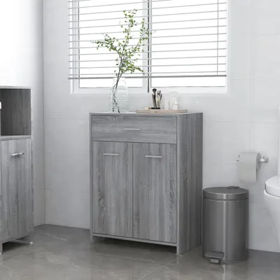 Produktbild von "im Angebot" Badezimmerschrank Grau Sonoma 60x33x80 cm Holzwerkstoff - Badezimmer CC21295