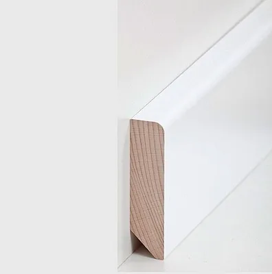 Produktbild von Sockelleiste Massivholz 20 x 80 x fallende Längen bis ca. 2400 mm Weiß Massivholz Fußleiste by PROVISTON 24 Meter | 10 Stück
