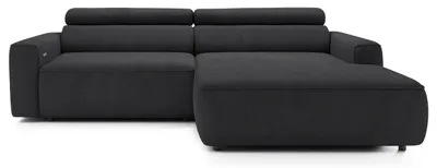 Obrázek produktu pro Selsey Fando – rohová sedačka s možností rozložení na lůžko, tvar L, pro 4 osoby, samet, tmavě šedá barva, rozměry 252 cm