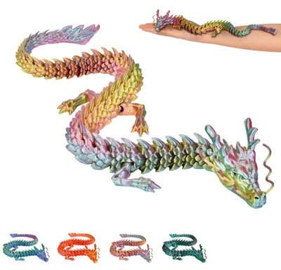 Image de Dragon Chinois 3D XL – figurine décorative 50 cm | Statue Fantasy de collection pour étagère & vitrine | 14+ – Rouge-jaune-vert
