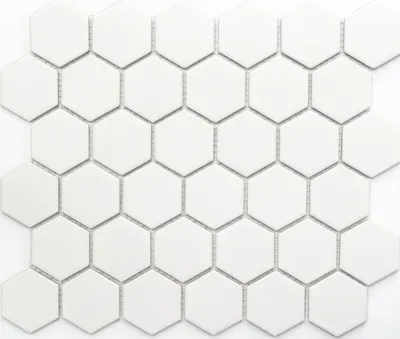 Produktbild von Mosaik Fliese Keramik Hexagon weiß matt Wandfliesen Badfliese MOS11B-0111