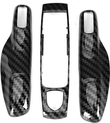 Productafbeelding van Carbonvezelset voor Cayman/Macan - 3-delig - Sleutelhouder met afstandsbediening - Bescherming voor sleutelkop - Carbonvezelset - 3 stuks - voor Porsche Cayman/Macan