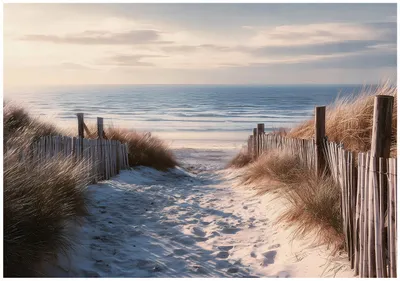 Produktbild von Fototapete Strand Meer Natur - 350x250 cm - Vliestapete Wohnzimmer Schlafzimmer - Vlies Fototapete Beige - 15916VX7