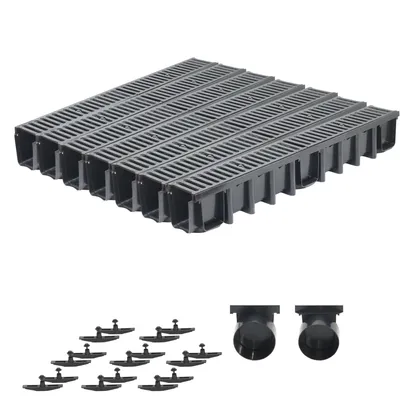 Produktbild von SPEEDPLANT Entwässerungsrinne C250 mit Gussrost, PKW- & LKW-befahrbar – 7 m Bodenrinne, 25 t Belastbarkeit, Tiefe 148 mm, inkl. Zubehör