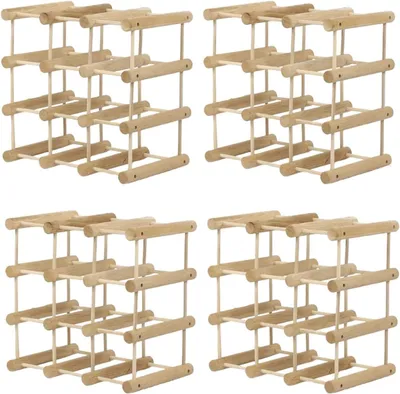 Produktbild von MODO24 Weinregal Modular, 56 Flaschen, 4 Module, Flaschenregal, Weinständer, Eiche Massivholz, Modul 36x36x24 cm, Natur Unbehandelt, RW7