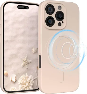 Produktbild von EAZY CASE - Silikonhülle magnetisch für Apple iPhone 16 Pro, Hülle Silikon, weich stoßfeste Magnet Handyhülle, Schutzhülle mit Kameraschutz, TPU Bumper in Natur