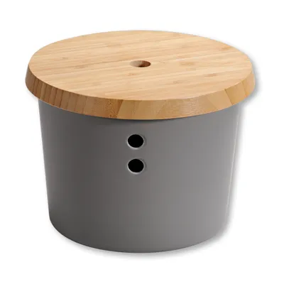 Produktbild von KESPER Vorratsdose, Kunststoff mit Bambusdeckel, grau, Ø 21 cm, Höhe: 15,5 cm 32602