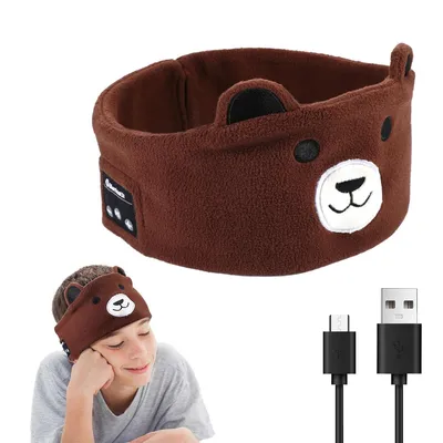 Produktbild von Bluetooth Schlafmaske,Kinder Schlafmaske mit Bluetooth Schlafkopfhörer,Stirnband Kopfhörer für Musik,Schlafband,Kinder Schlafbrille,Reise Nickerchen