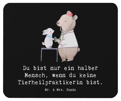 Produktbild von Mr. & Mrs. Panda Mauspad Tierheilpraktikerin Herz - Schwarz - Geschenk, mousematte, pc mousepad, Mouse Pad, laptop