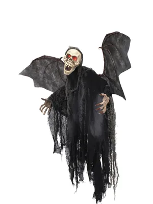 Produktbild von Halloween Figur Bat Ghost 85cm - Gruselige Geisterfigur mit Flügeln - rot pulsierende Augen